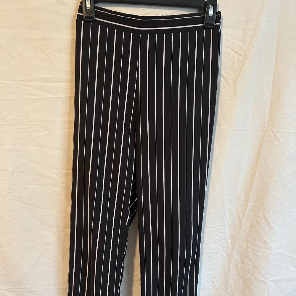 Black and White Striped Trouser Pants